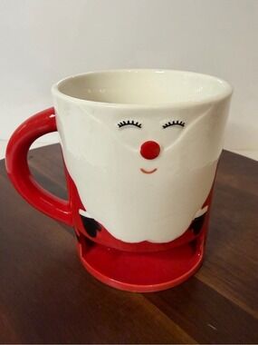 Indigo Santa Cookie Pocket Mug Red Ceramic Christmas